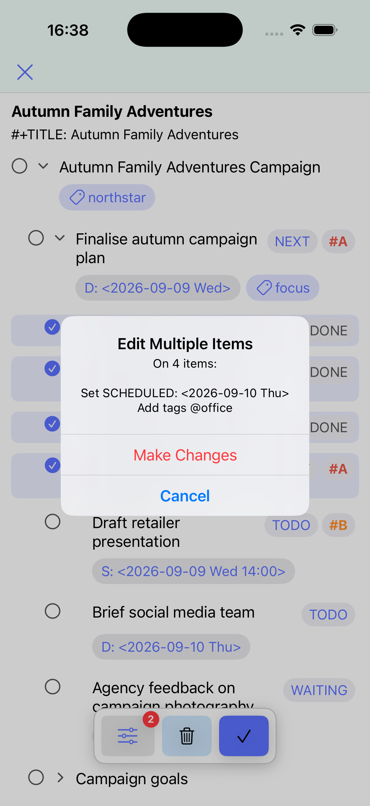 The button for committing bulk changes
