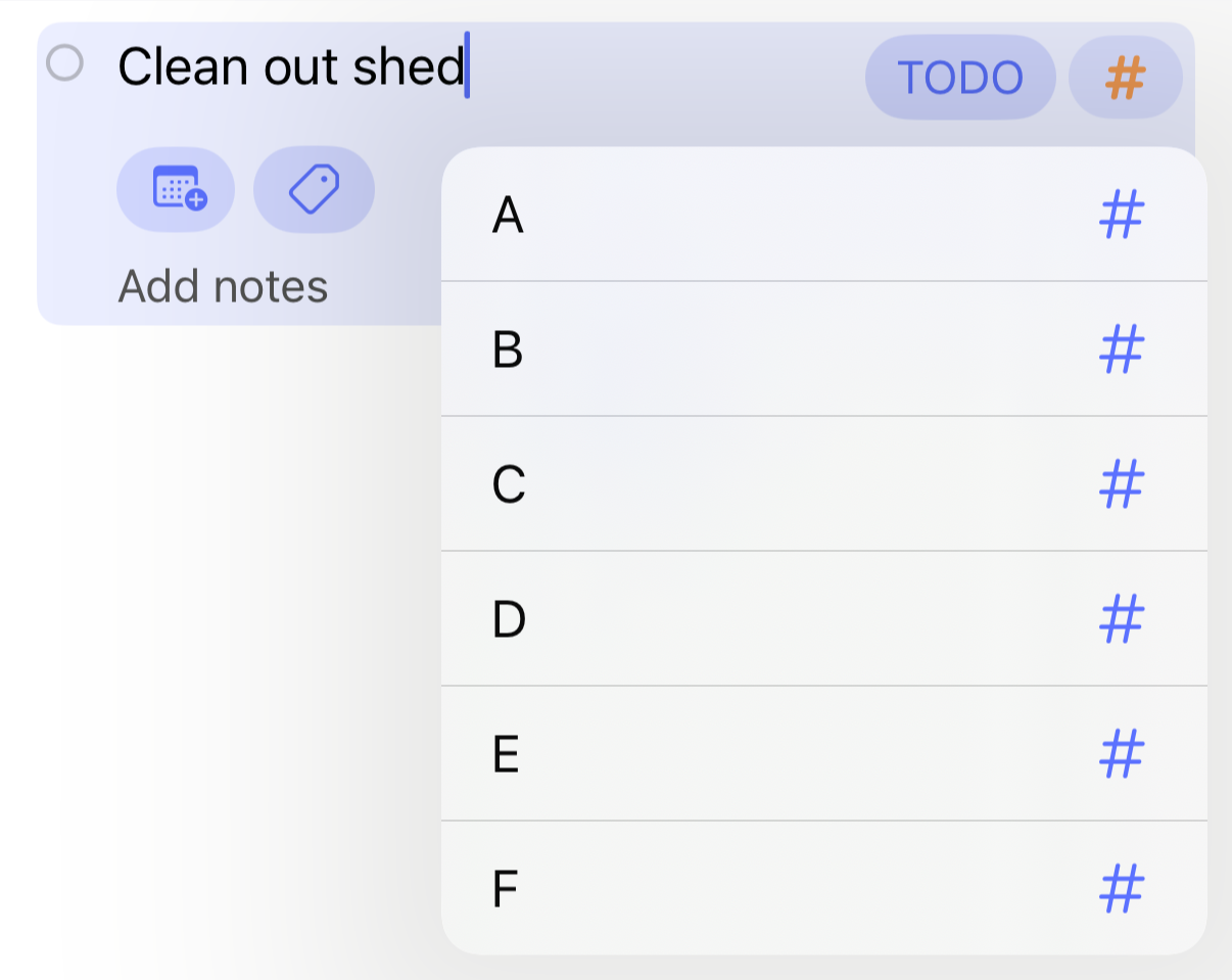 The menu for assigning a priority to a headline